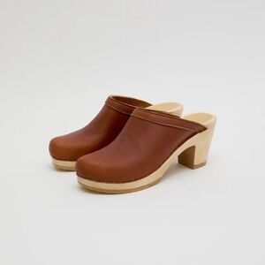 No. 6 Old School Clog on High Heel in Bourbon - size euro 39